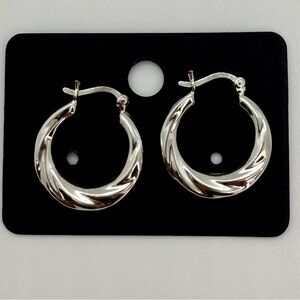 Elegant Silver TH 925 Hoop Earrings
